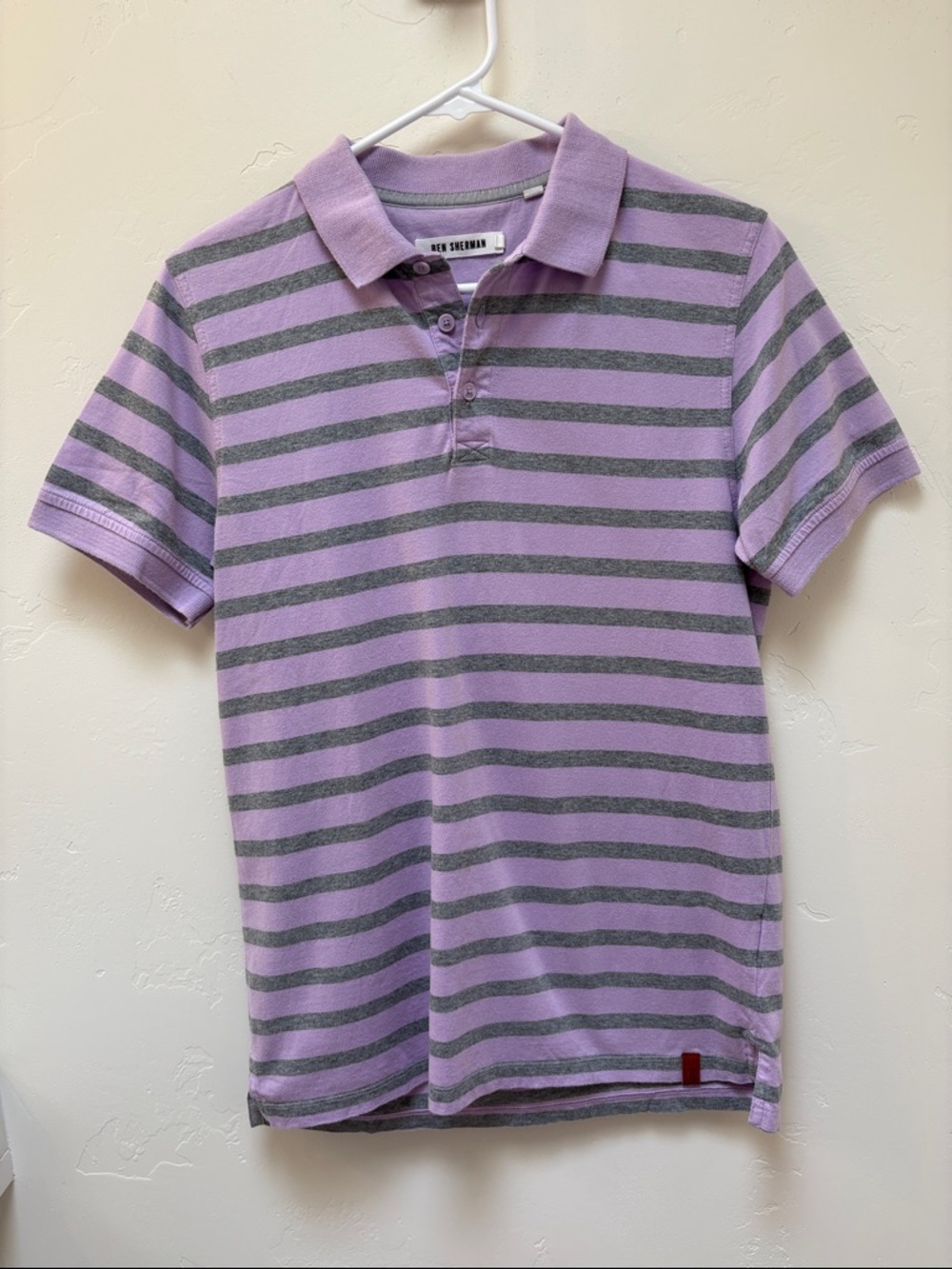 Ben Sherman Purple and Gray Striped Polo Shirt